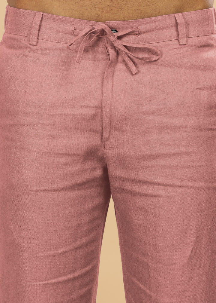 Theo - Linen Travel Pants - Rose Pink