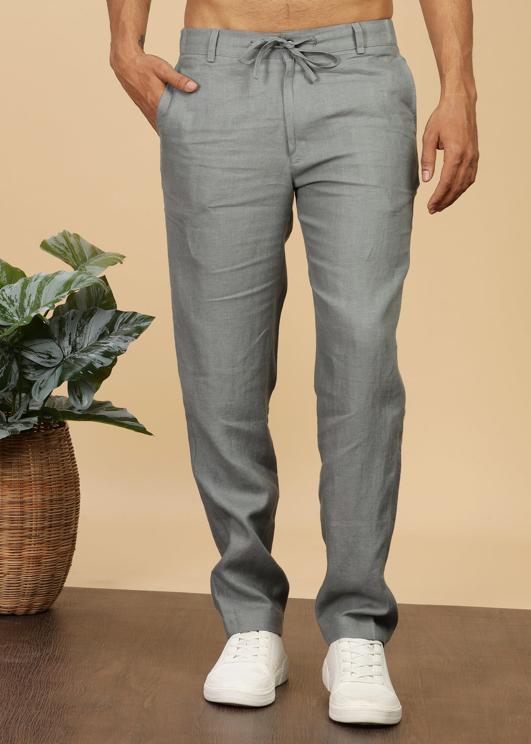 Theo - Linen Travel Pants - Ash Grey