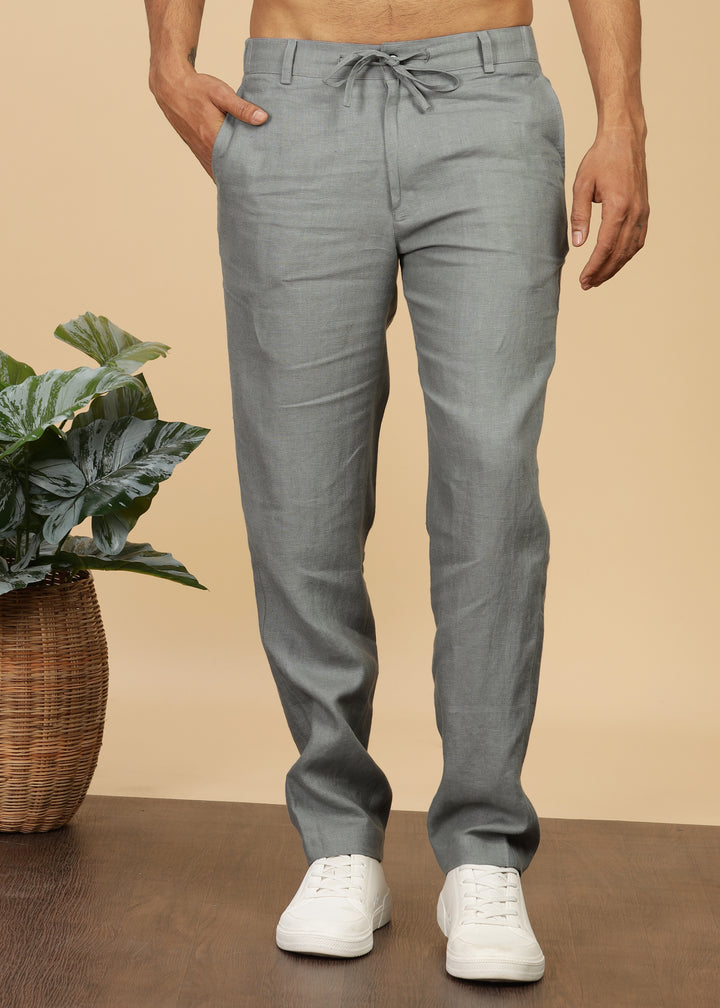 Theo - Linen Travel Pants - Ash Grey