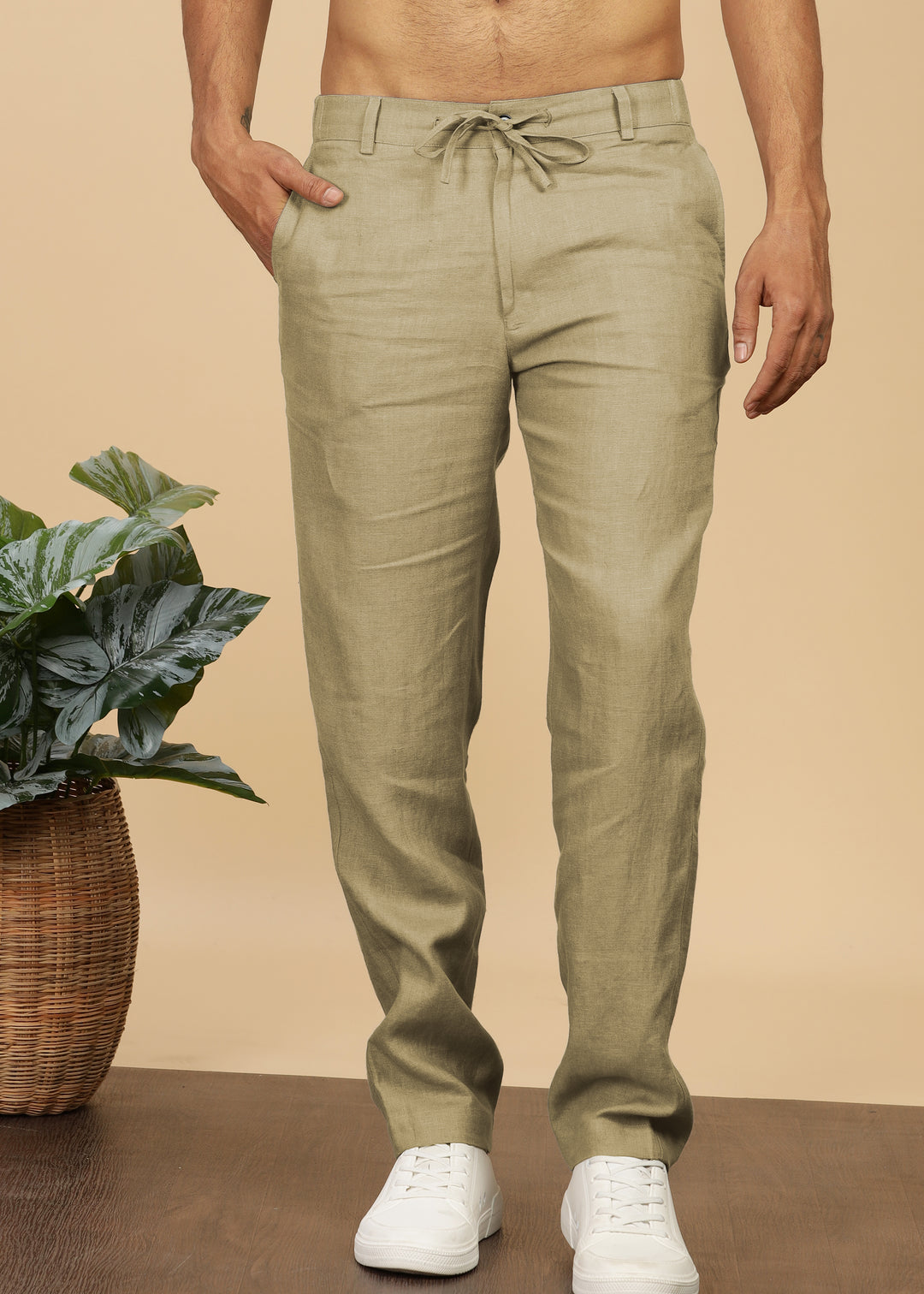 Theo - Linen Travel Pants - Sage Green