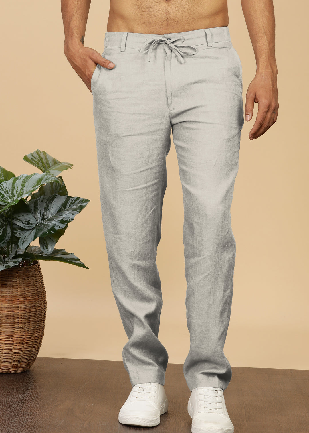 Theo - Linen Travel Pants - Powder Blue