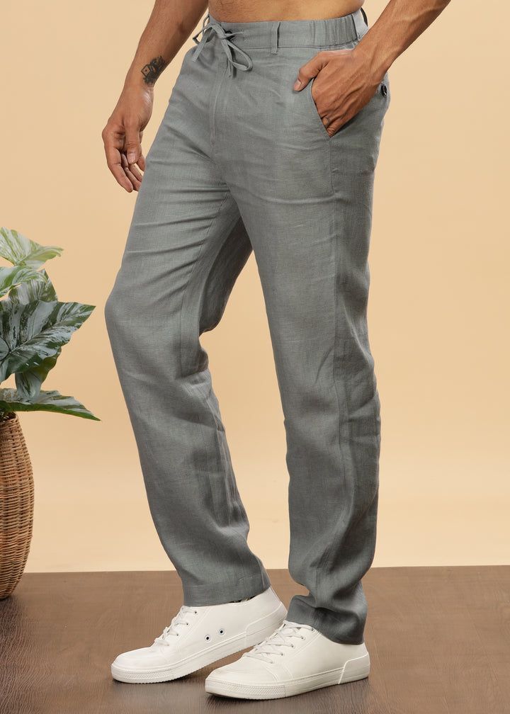 Theo - Linen Travel Pants - Ash Grey