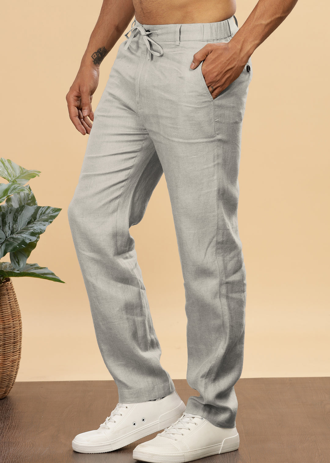 Theo - Linen Travel Pants - Powder Blue