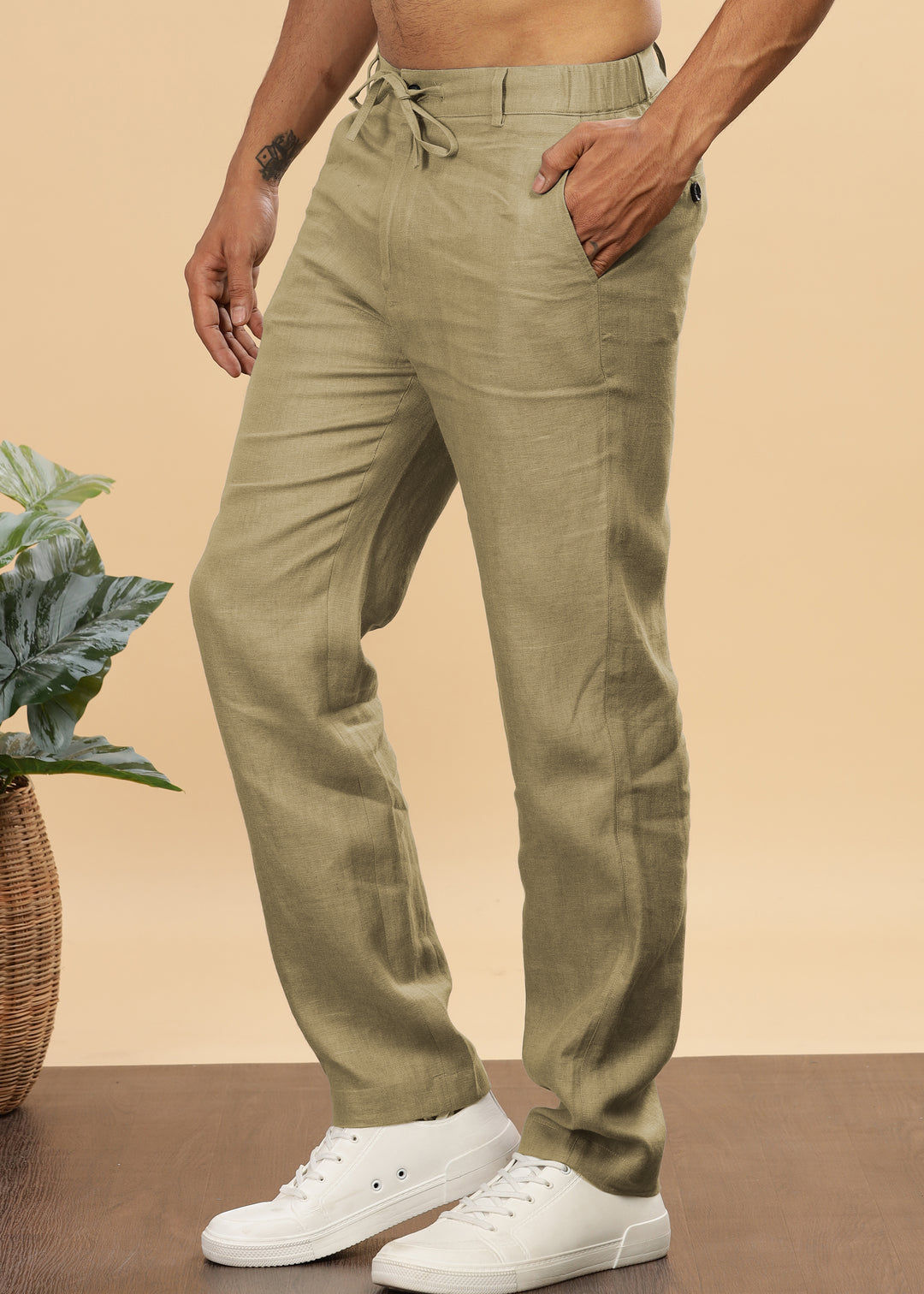 Theo - Linen Travel Pants - Sage Green