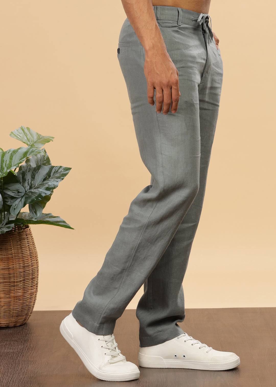 Theo - Linen Travel Pants - Ash Grey