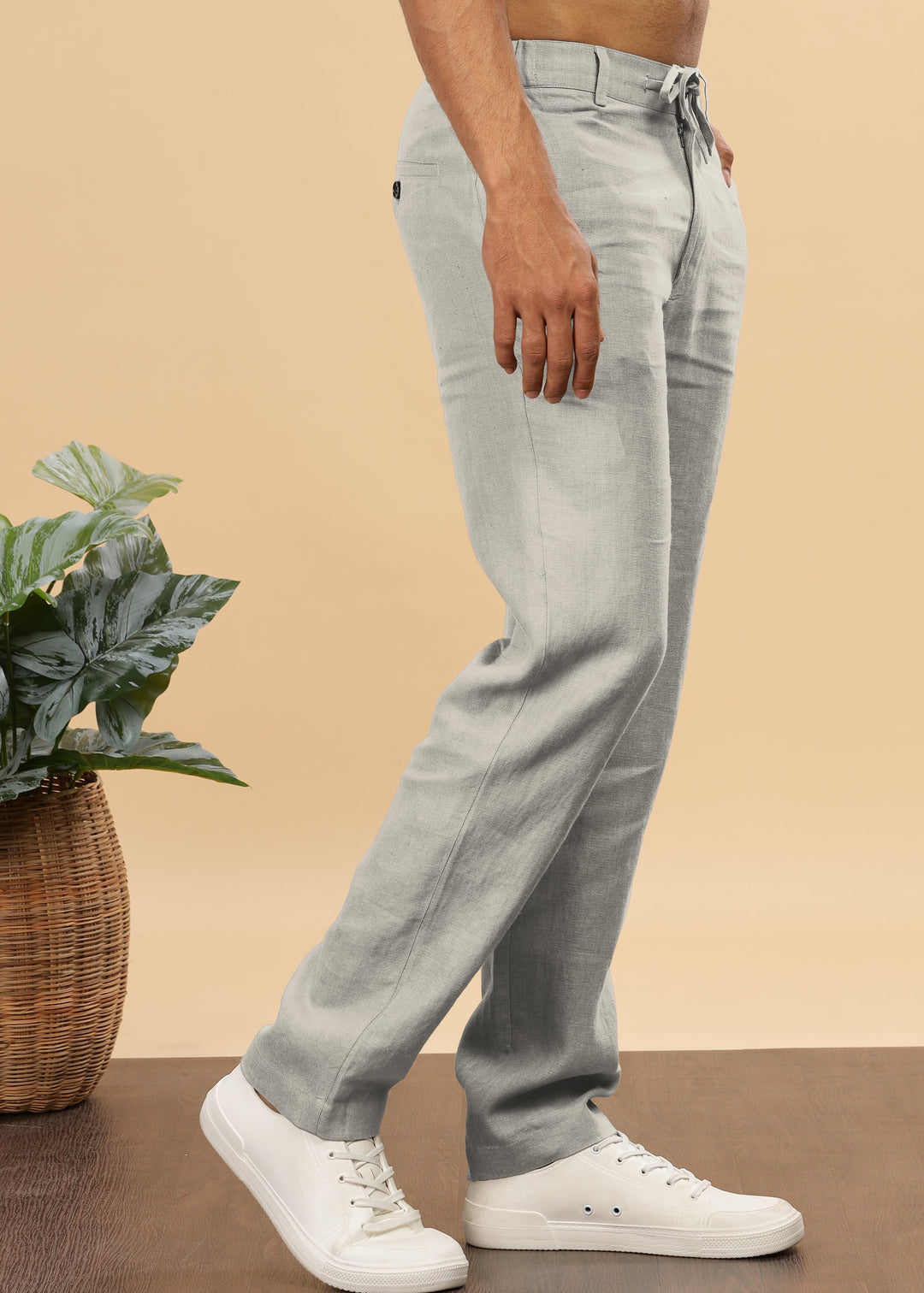 Theo - Linen Travel Pants - Powder Blue