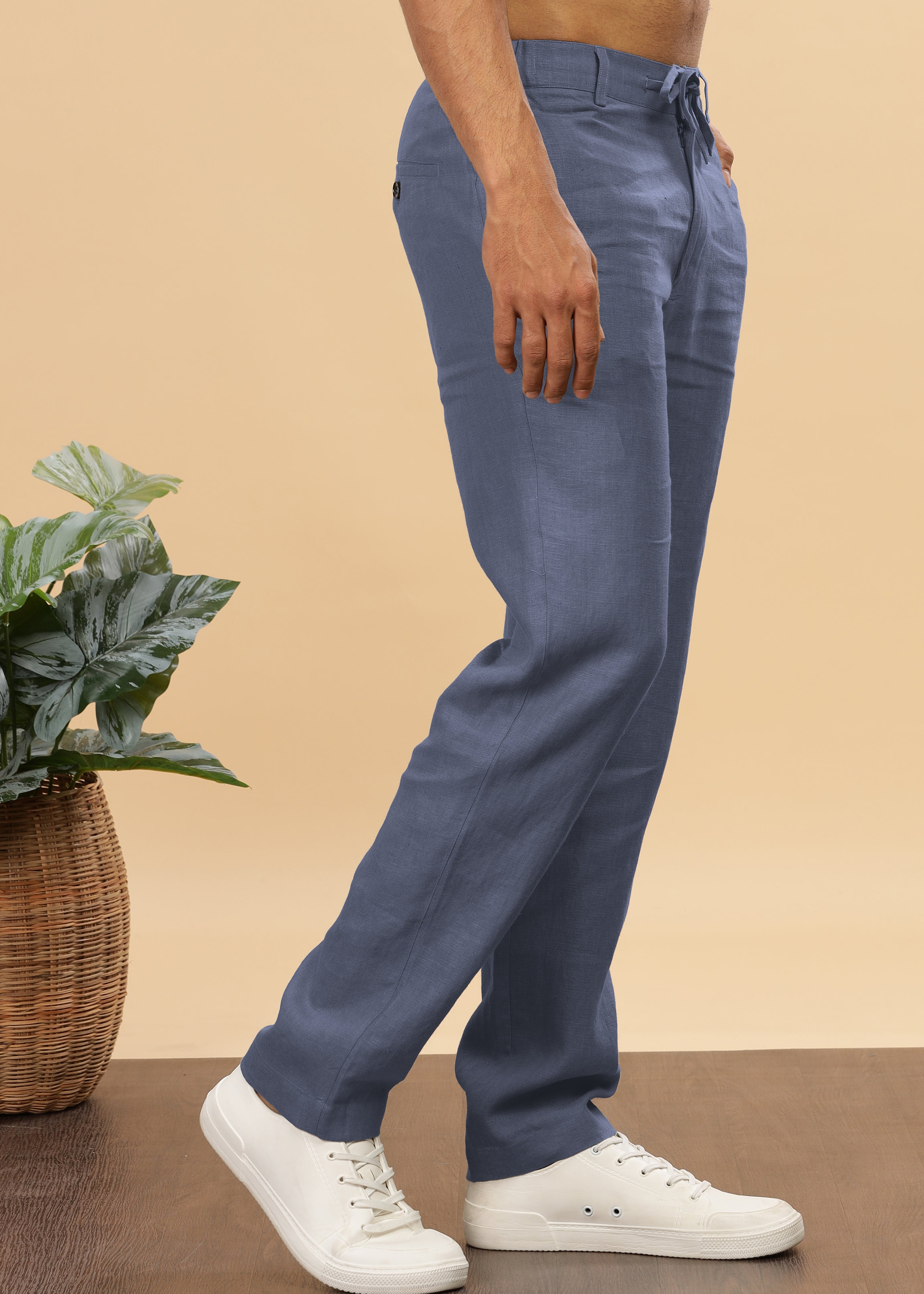 SATUR] Linen relaxed denim pants blue SATUR (W) Linen