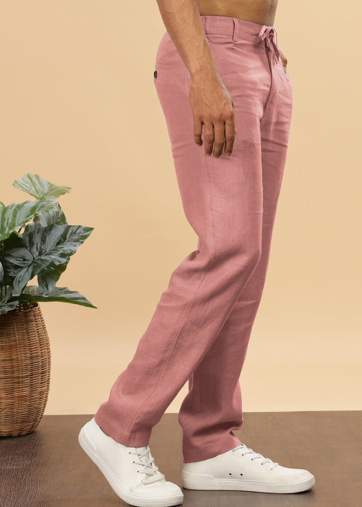 Theo - Linen Travel Pants - Rose Pink