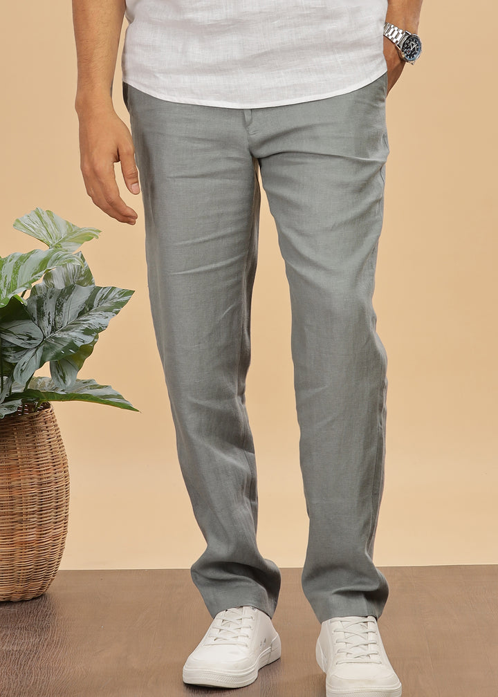 Theo - Linen Travel Pants - Ash Grey