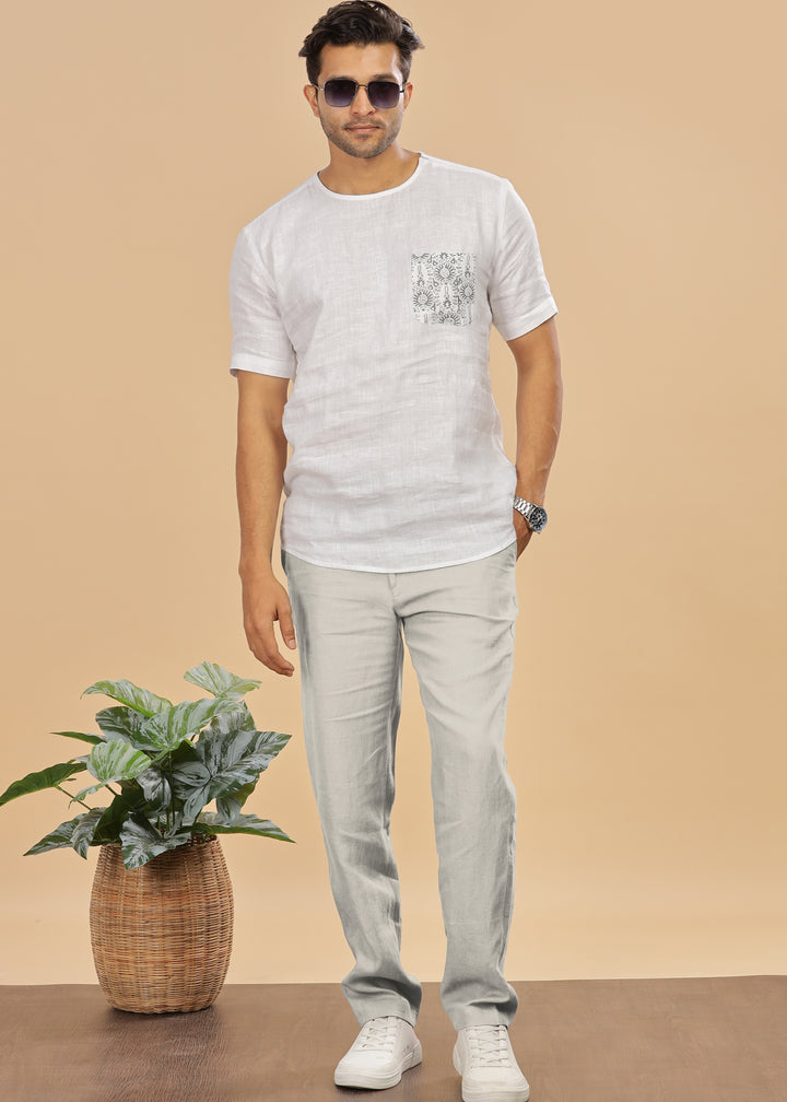 Theo - Linen Travel Pants - Powder Blue