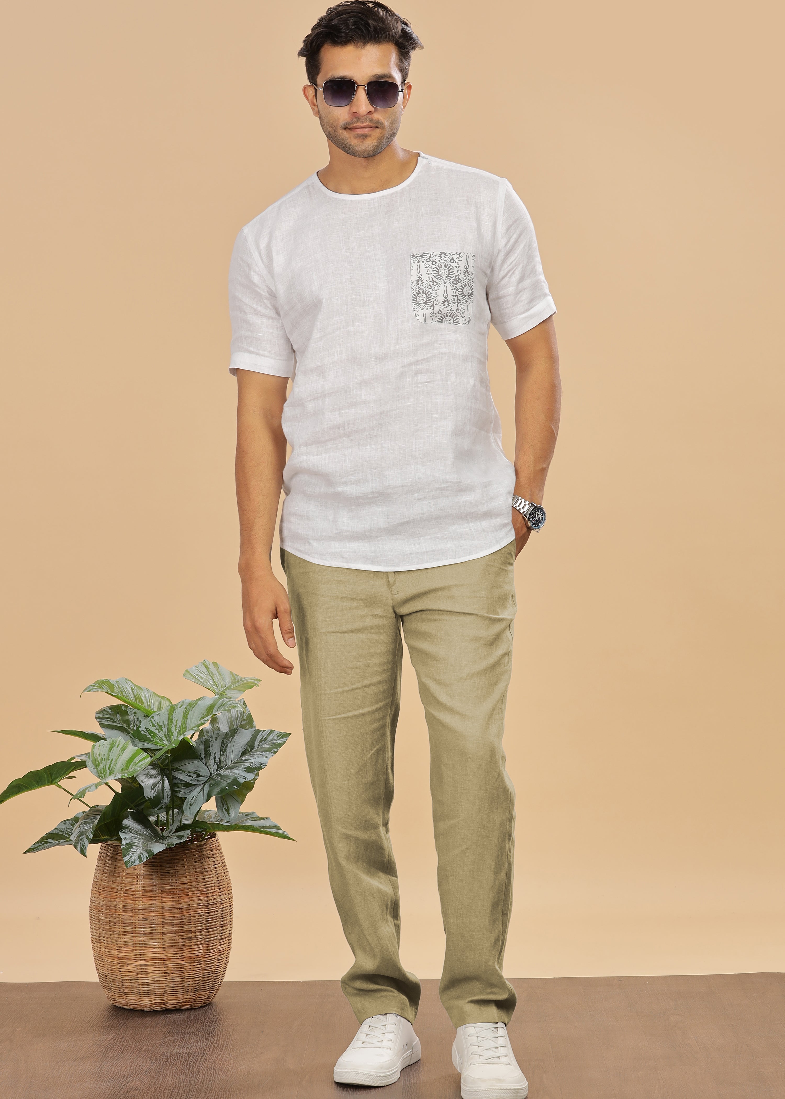 【未着用】deres Sage / floating linen pants Sage Green Pure Linen Travel Pants – Linen Trail