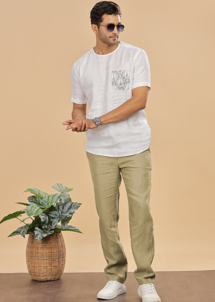 Theo - Linen Travel Pants - Sage Green