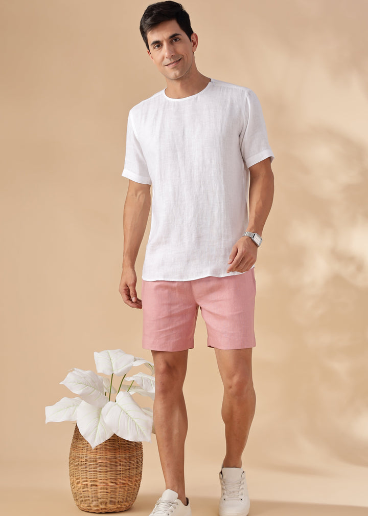 Morgan - Pure Linen Short Sleeve T-Shirt - White