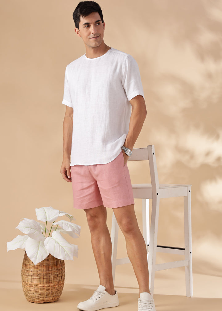 Morgan - Pure Linen Short Sleeve T-Shirt - White