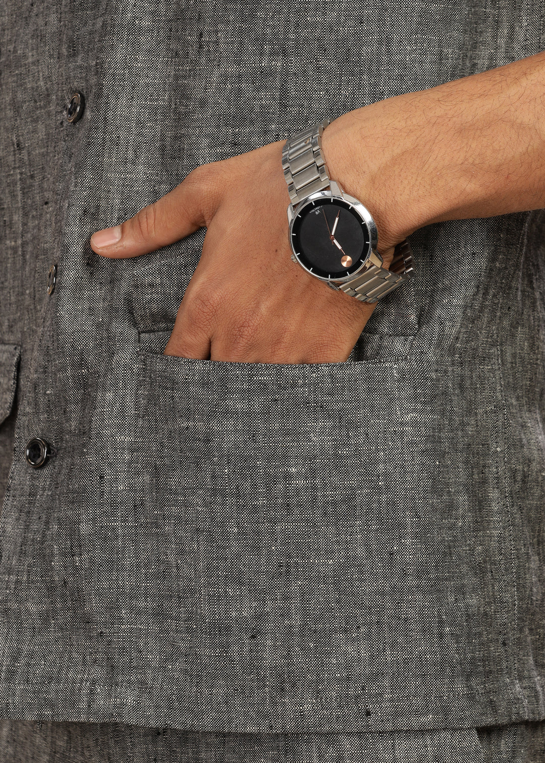 Safari - Versatile Pure Linen Travel Jacket - Black Chambray