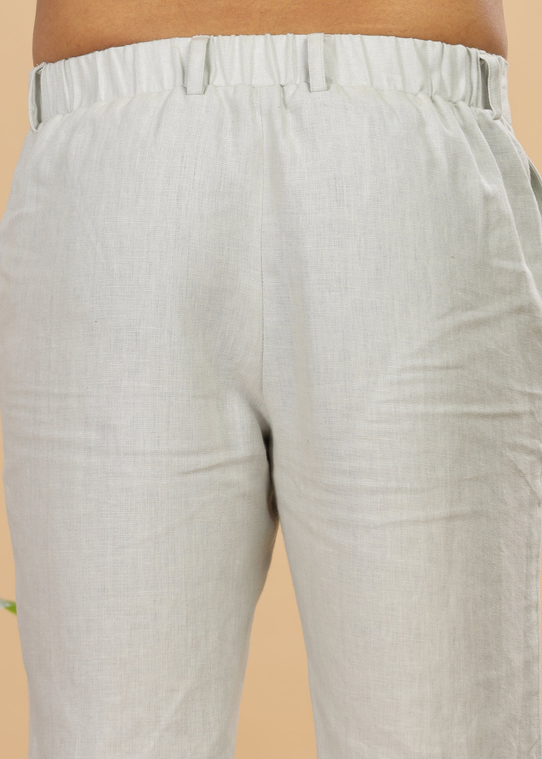 Zen Relaxed Elastic Pure Linen Trousers - Powder Blue