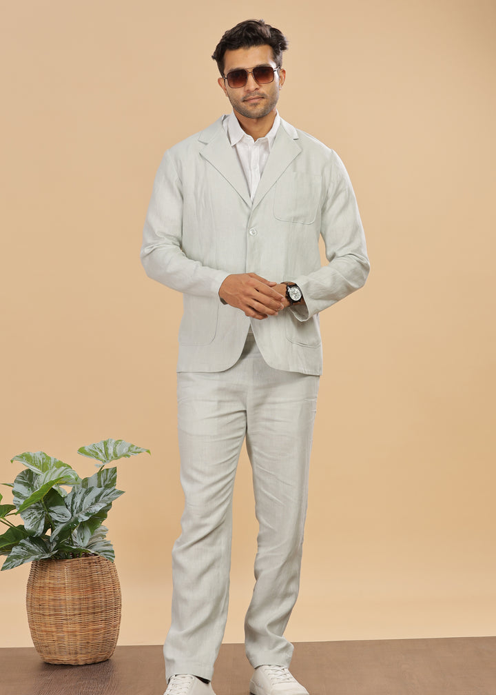 Bond - Classic Pure Linen Jacket - Powder Blue