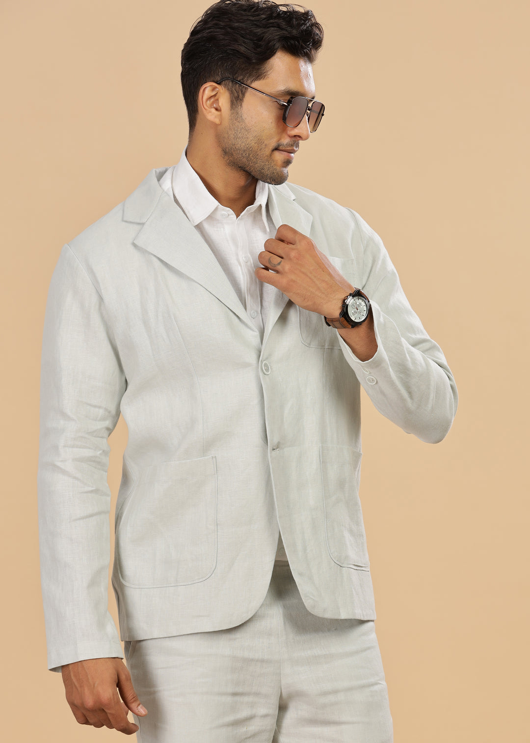 Bond - Classic Pure Linen Jacket - Powder Blue