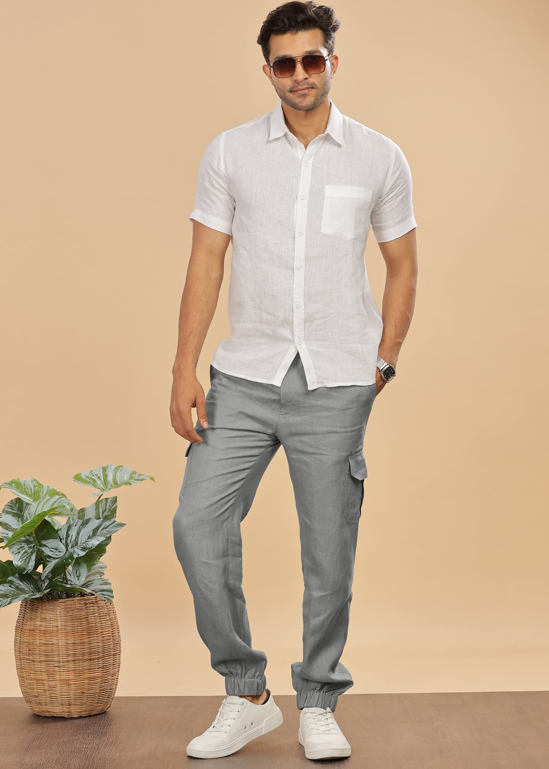 Finn - Linen Joggers - Ash Grey