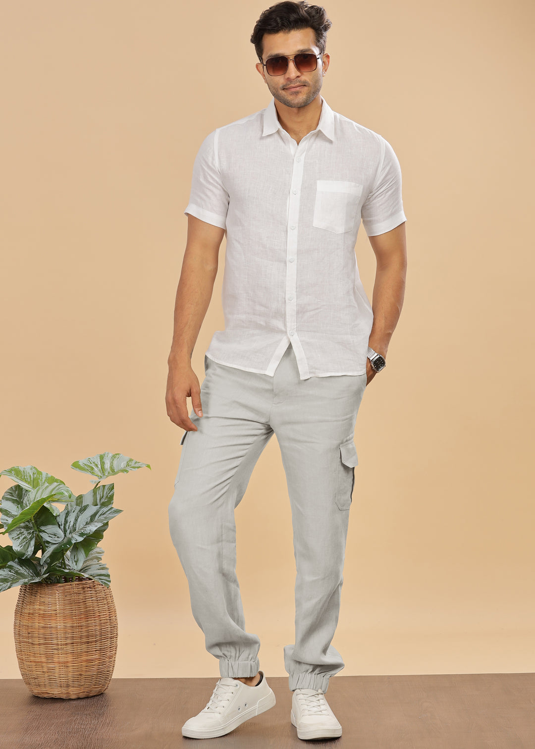 Finn - Linen Joggers - Powder Blue