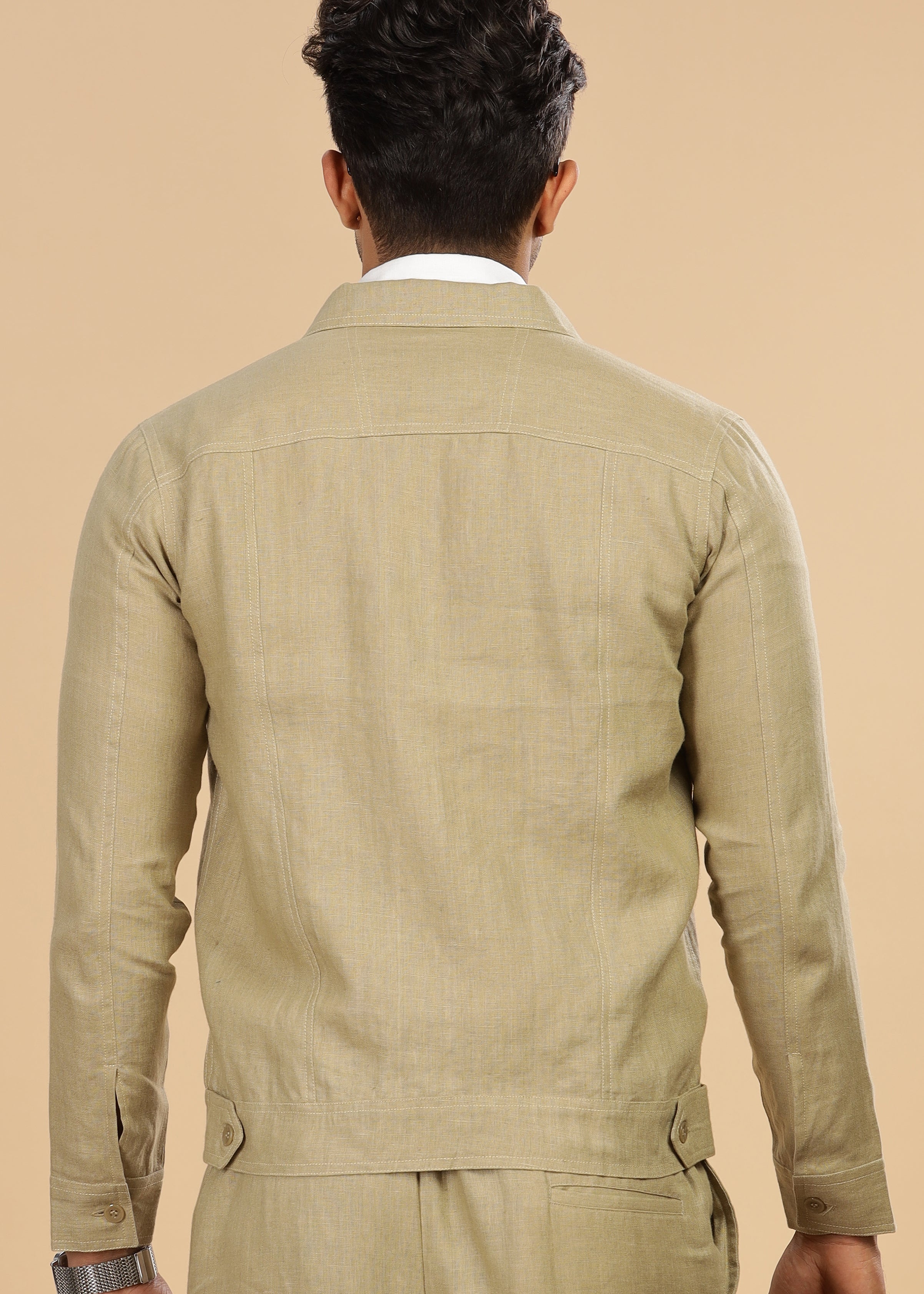 Sage Green Pure Linen 4-Pocket Jacket for Men – Linen Trail