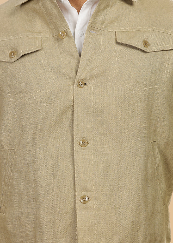 Becket - Linen Short Jacket - Sage Green