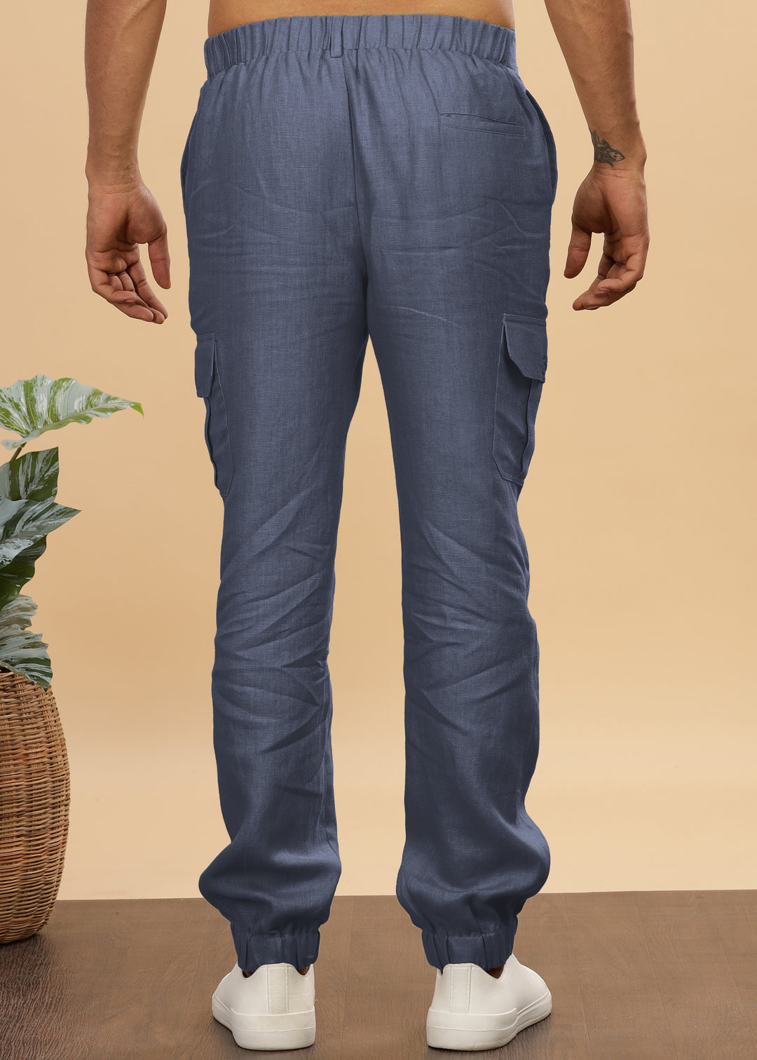 Finn - Linen Joggers - Dark Blue Grey