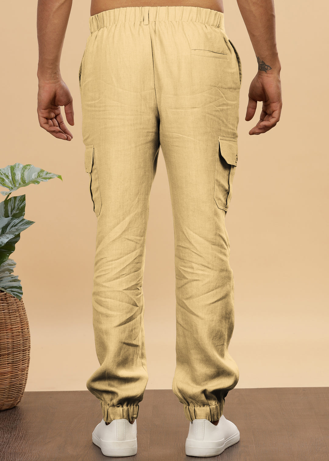 Finn - Linen Joggers - Cappuccino Beige