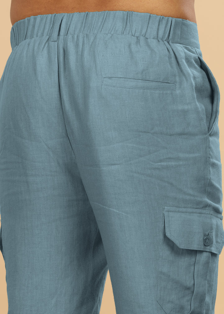 Finn - Linen Joggers - Light Blue Grey