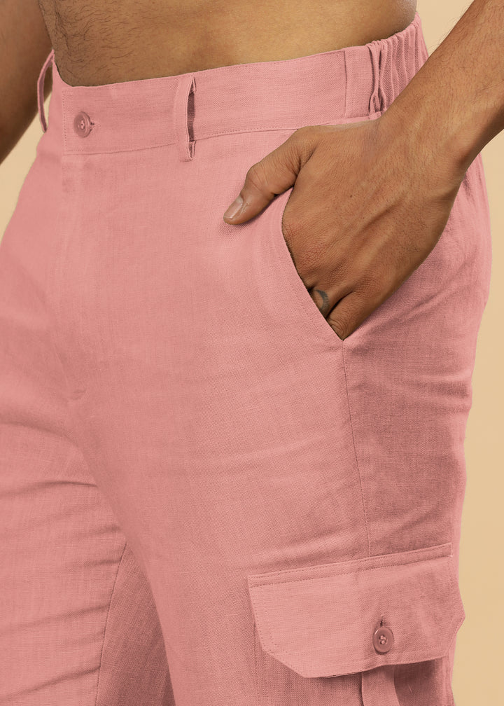 Finn - Linen Joggers - Rose Pink