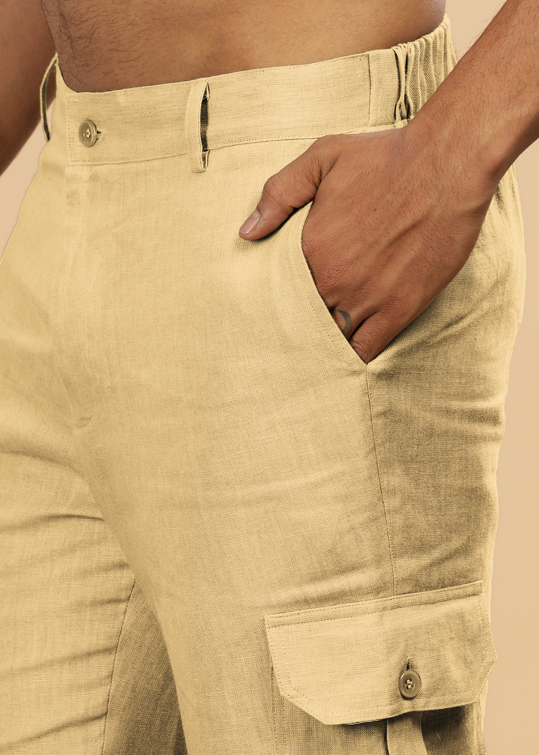 Finn - Linen Joggers - Cappuccino Beige