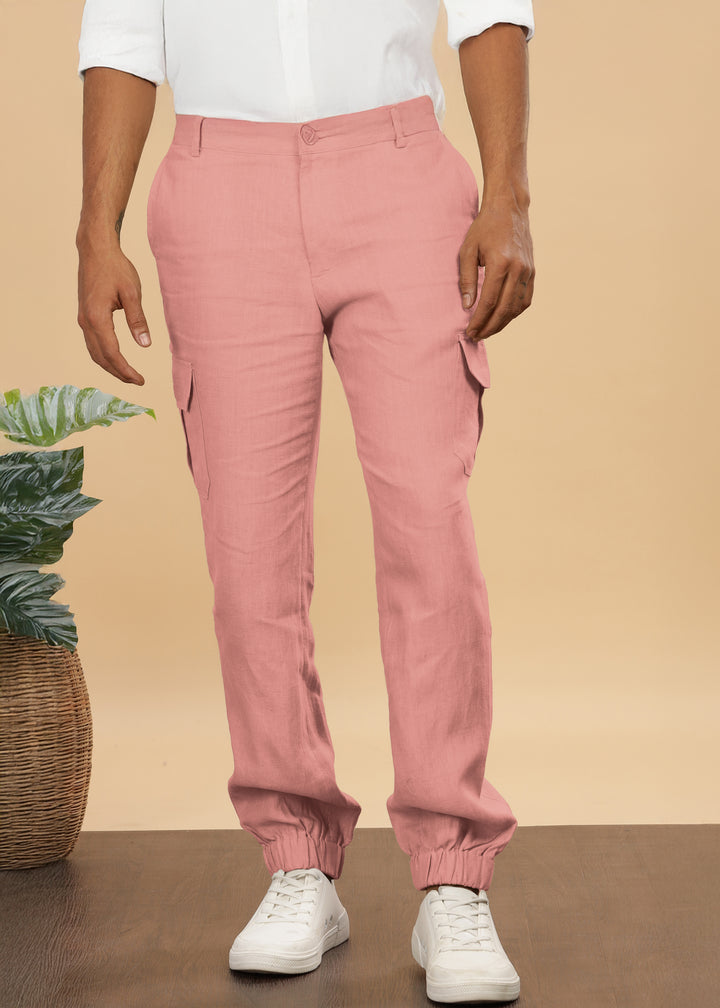 Finn - Linen Joggers - Rose Pink