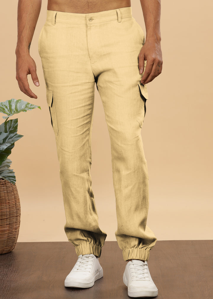 Finn - Linen Joggers - Cappuccino Beige