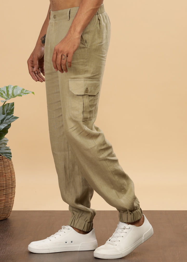 Finn - Linen Joggers - Sage Green