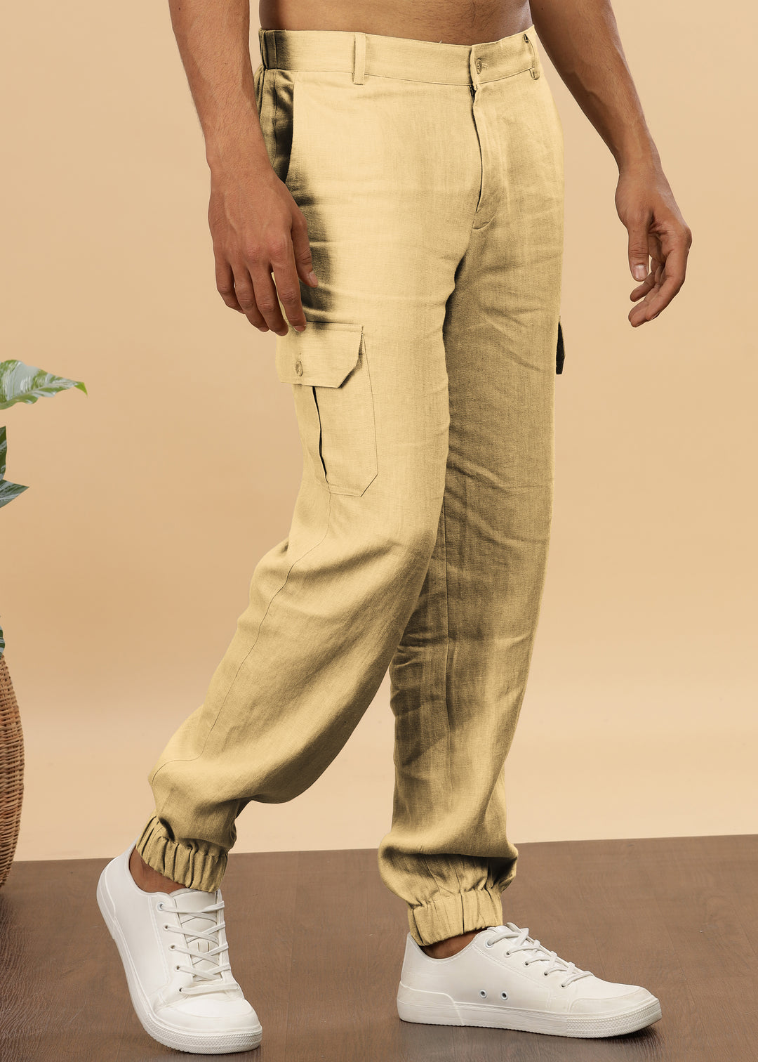 Finn - Linen Joggers - Cappuccino Beige