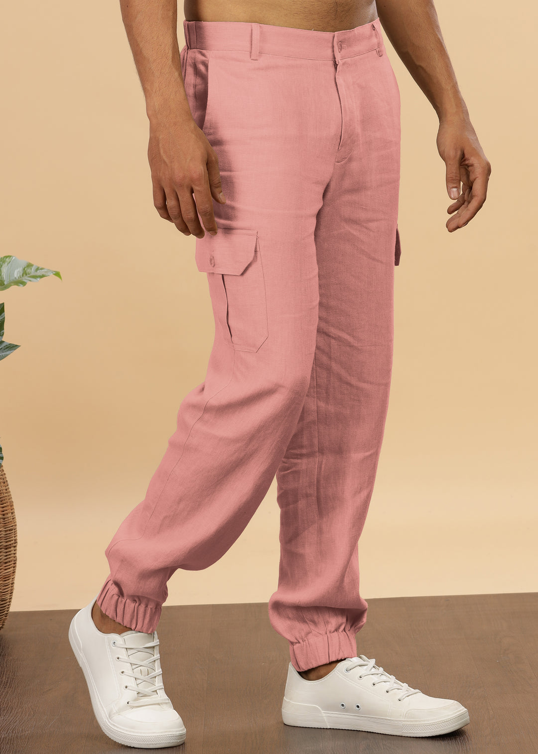 Finn - Linen Joggers - Rose Pink