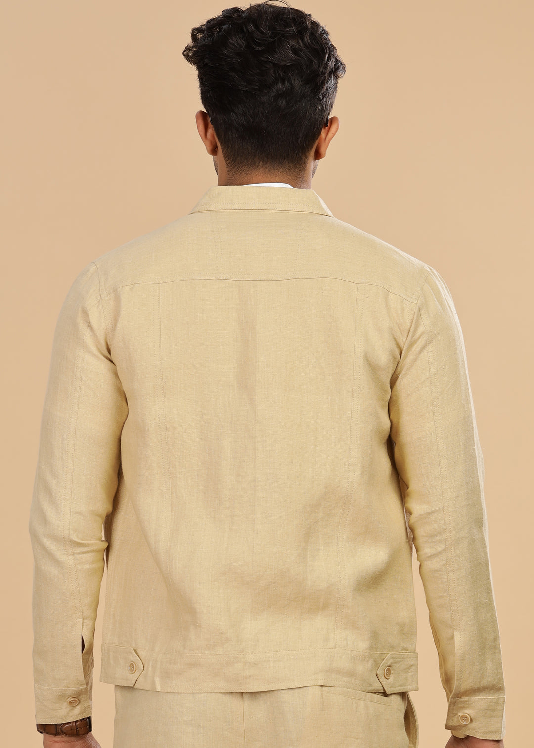 Becket - Linen Short Jacket - Cappuccino Beige