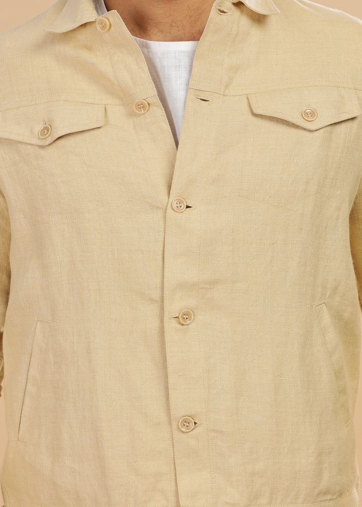 Becket - Linen Short Jacket - Cappuccino Beige