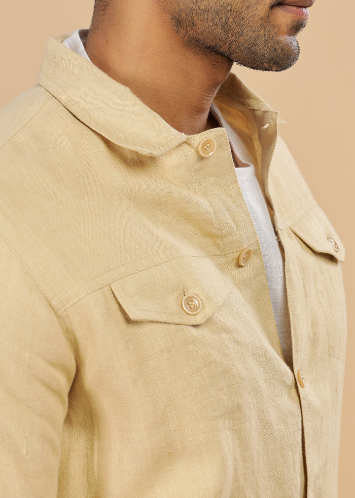 Becket - Linen Short Jacket - Cappuccino Beige