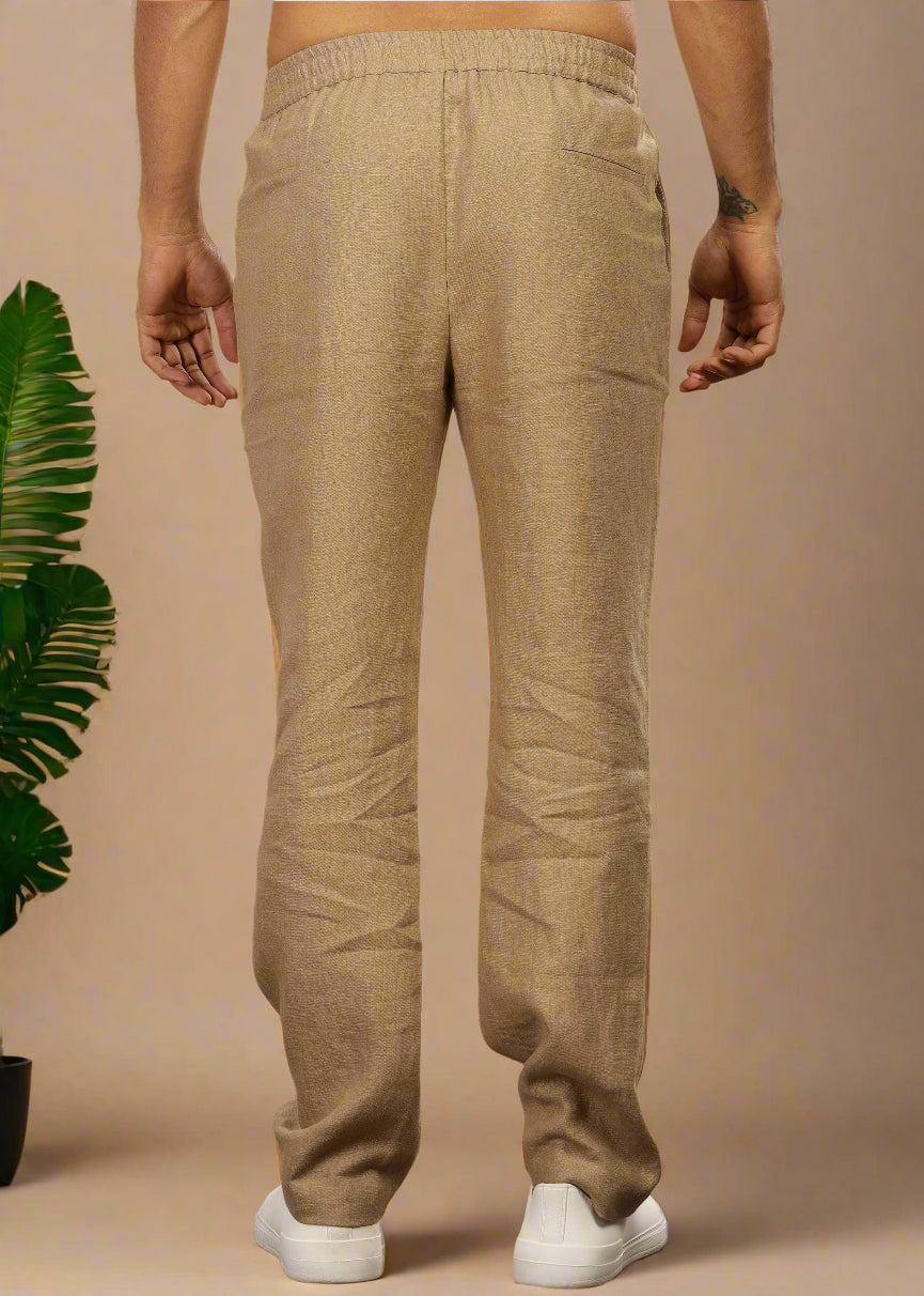 Breeze- Linen Casual Elastic Pants - Light Hazelnut Brown