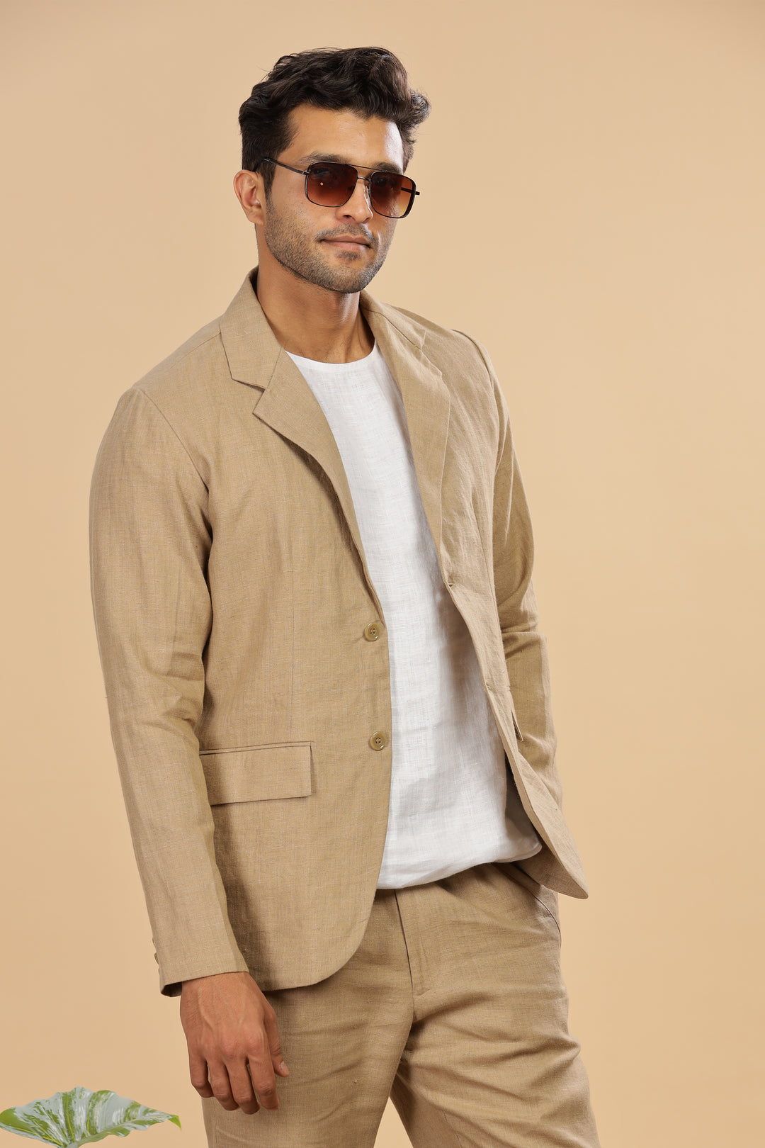 Wade - Deconstructed Pure Linen Jacket - Light Hazelnut Brown