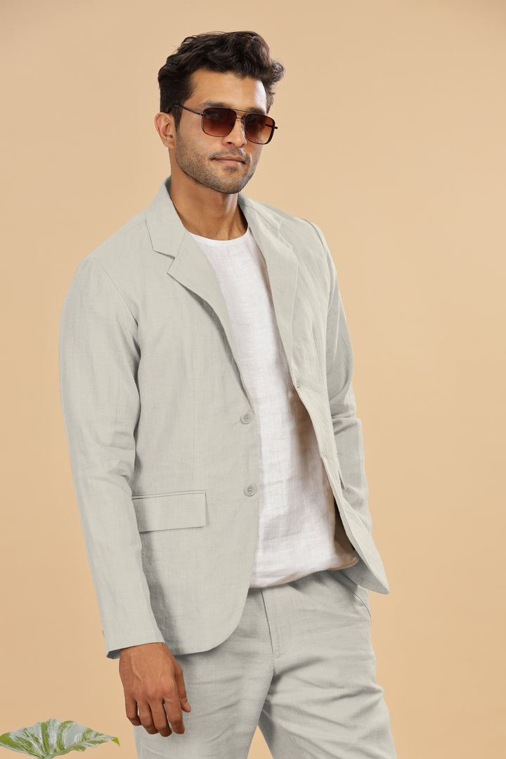 Wade - Deconstructed Pure Linen Jacket - Powder Blue