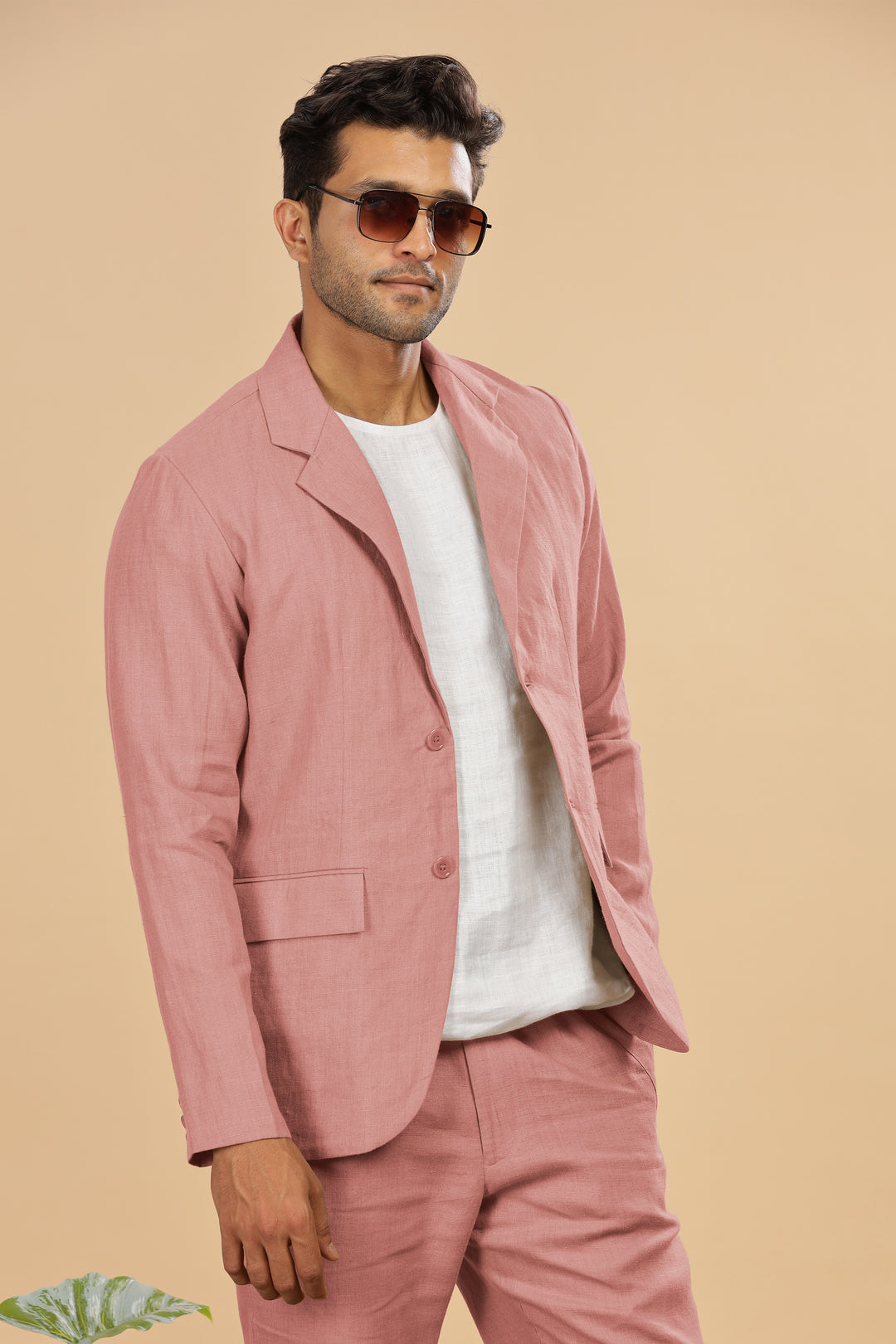 Wade - Deconstructed Pure Linen Jacket - Rose Pink