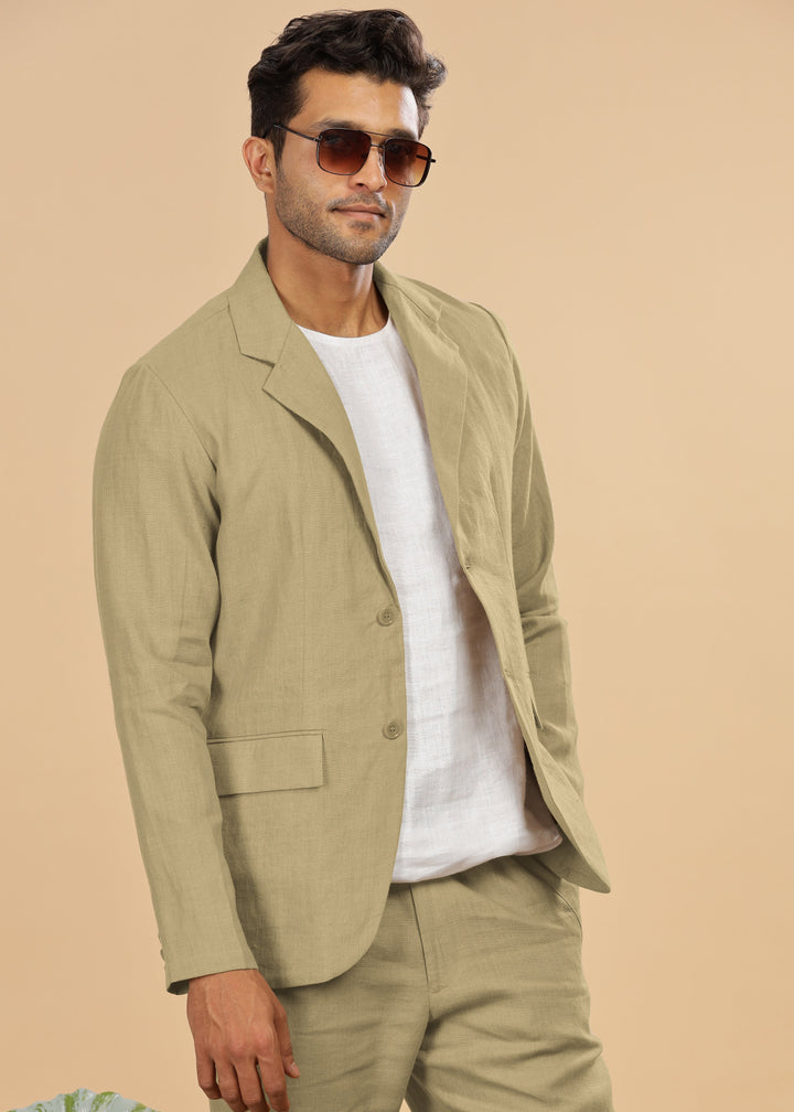 Wade - Deconstructed Pure Linen Jacket - Sage Green