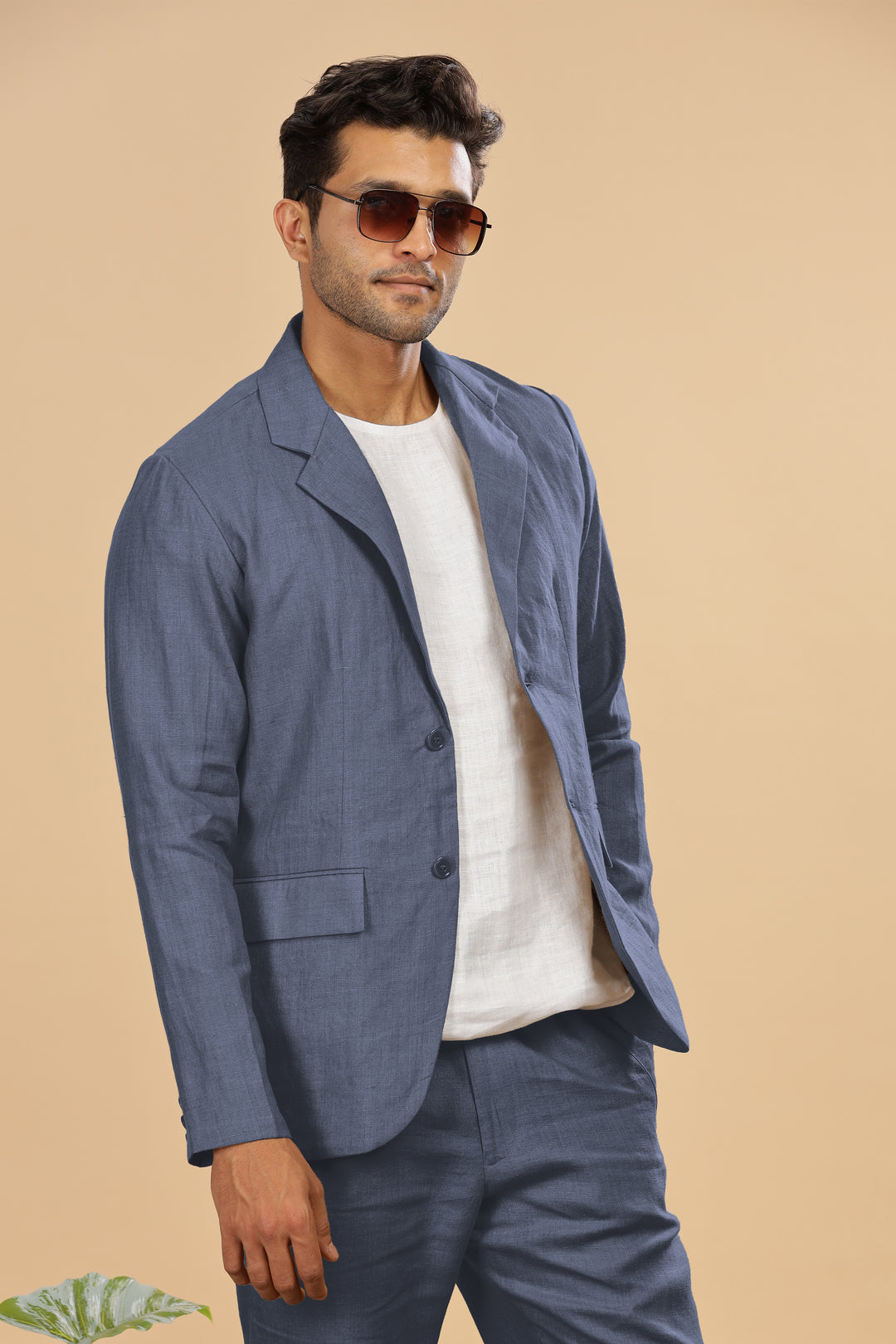 Wade - Deconstructed Pure Linen Jacket - Dark Blue Grey