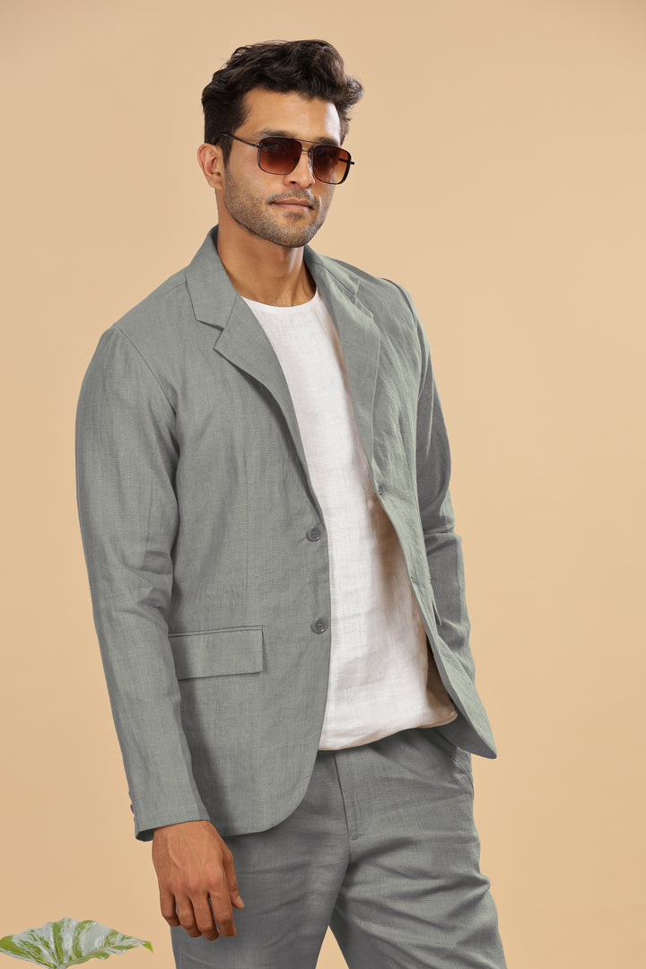 Wade - Deconstructed Pure Linen Jacket - Ash Grey