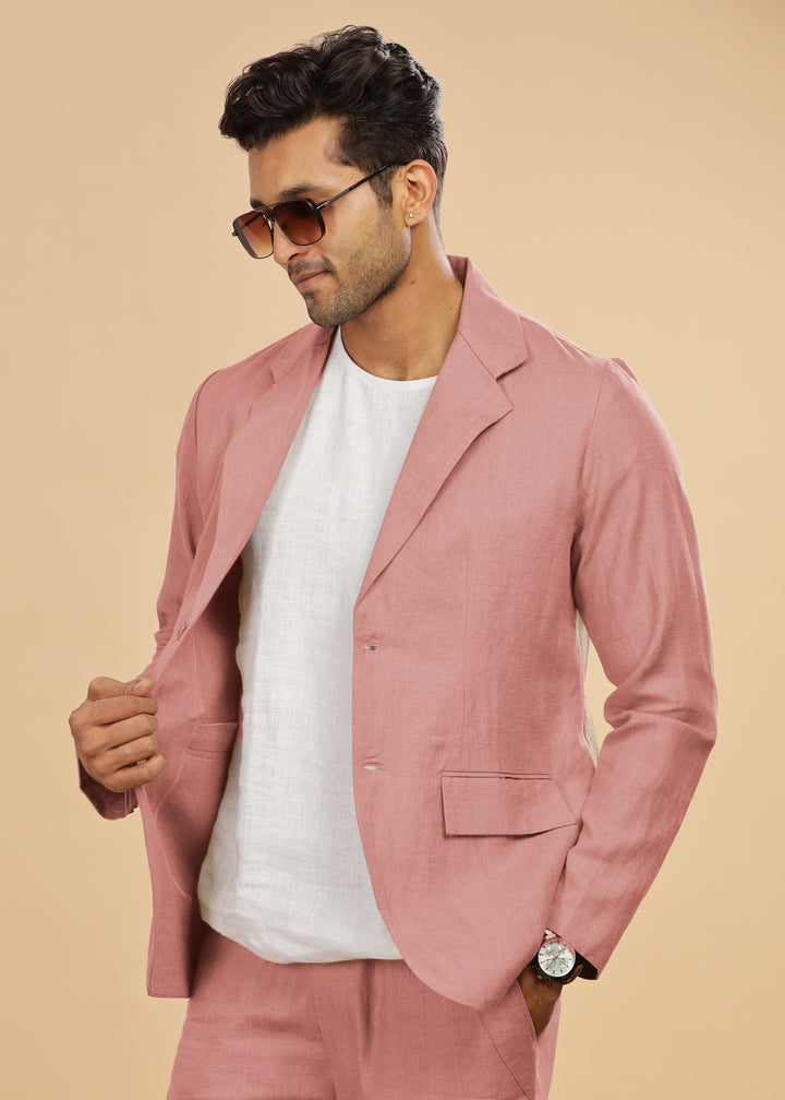 Wade - Deconstructed Pure Linen Jacket - Rose Pink