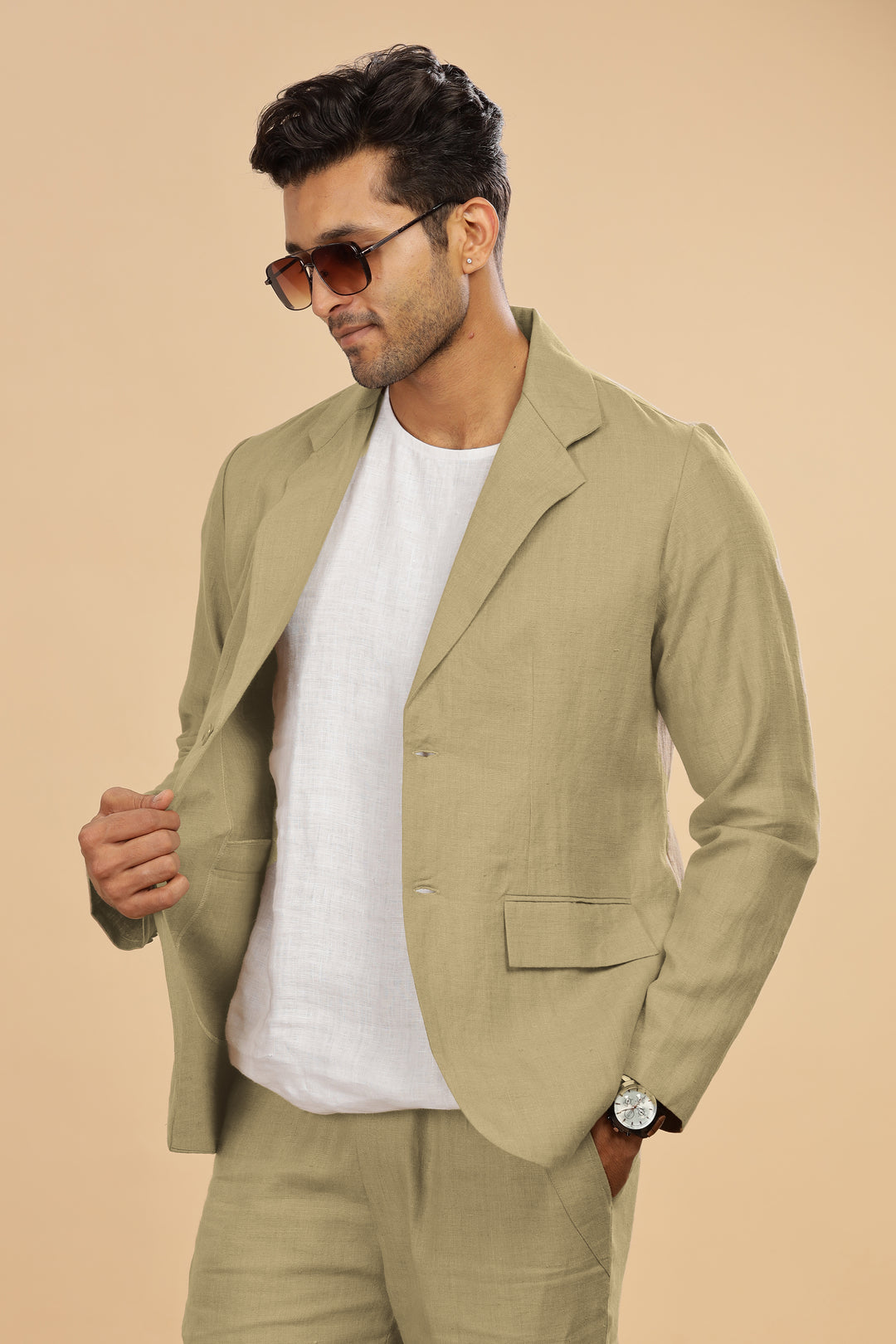 Sage Green Deconstructed Jacket & Trouser Set