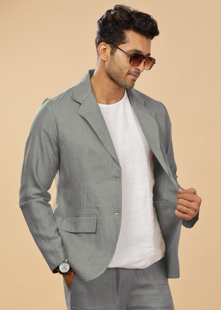 Wade - Deconstructed Pure Linen Jacket - Ash Grey