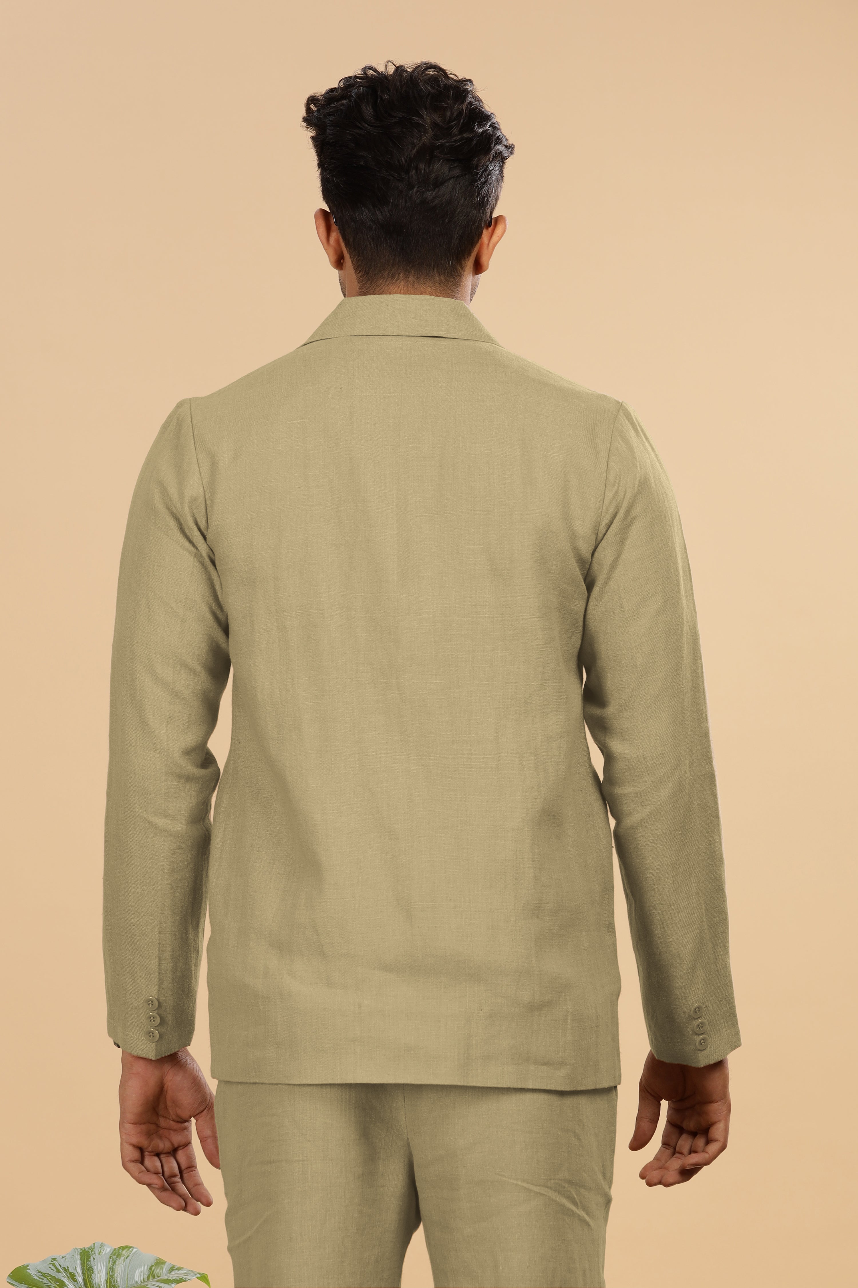 Sage Green Pure Linen Deconstructed Jacket for Men – Linen Trail